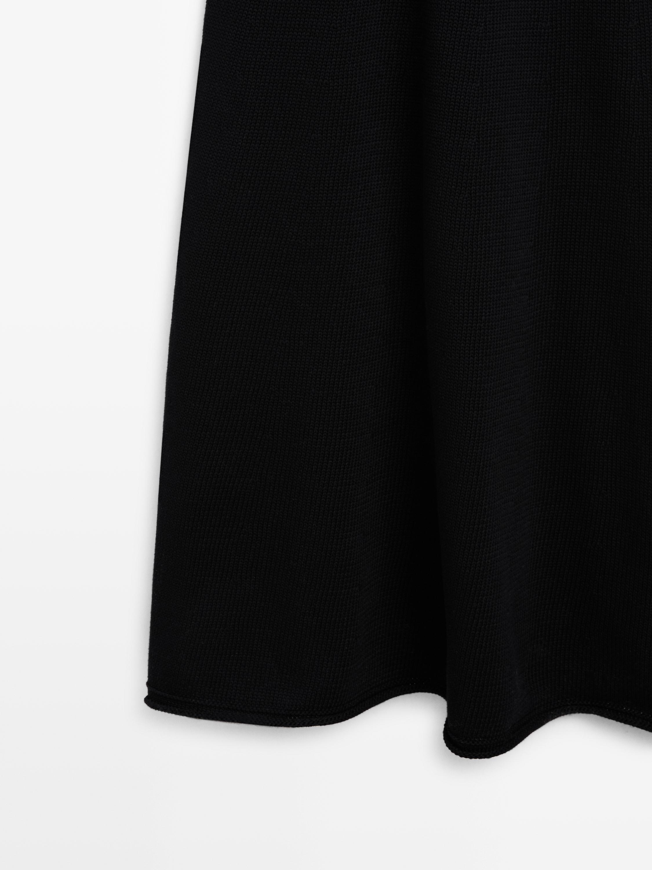 100% cotton contrast knit midi dress